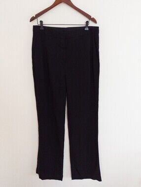 G. Label by Goop Black High Rise Straight Trousers Pants Size 12 Made in Italy